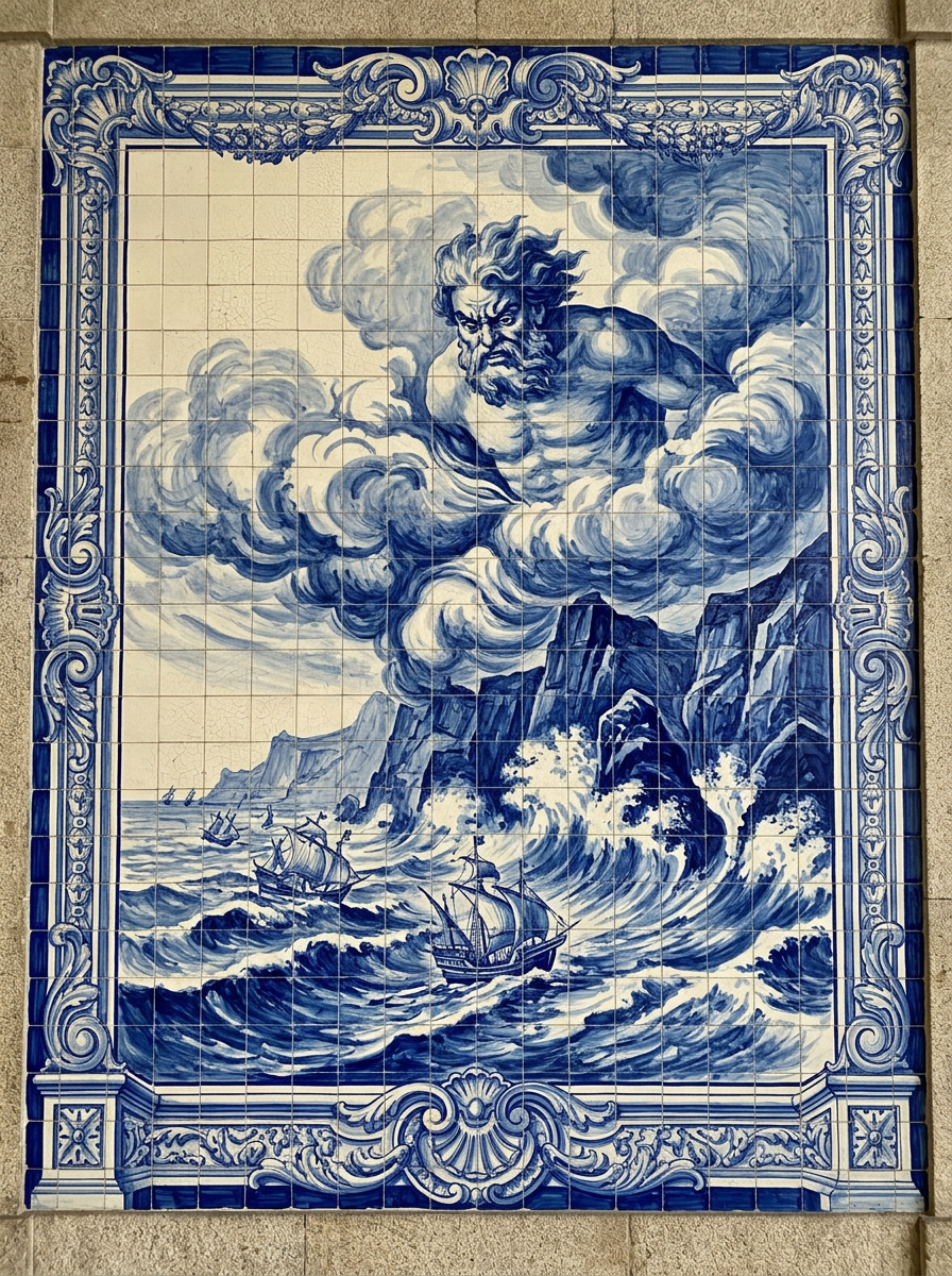 Azulejo — A Tormenta: o Adamastor ergue-se sobre o Cabo